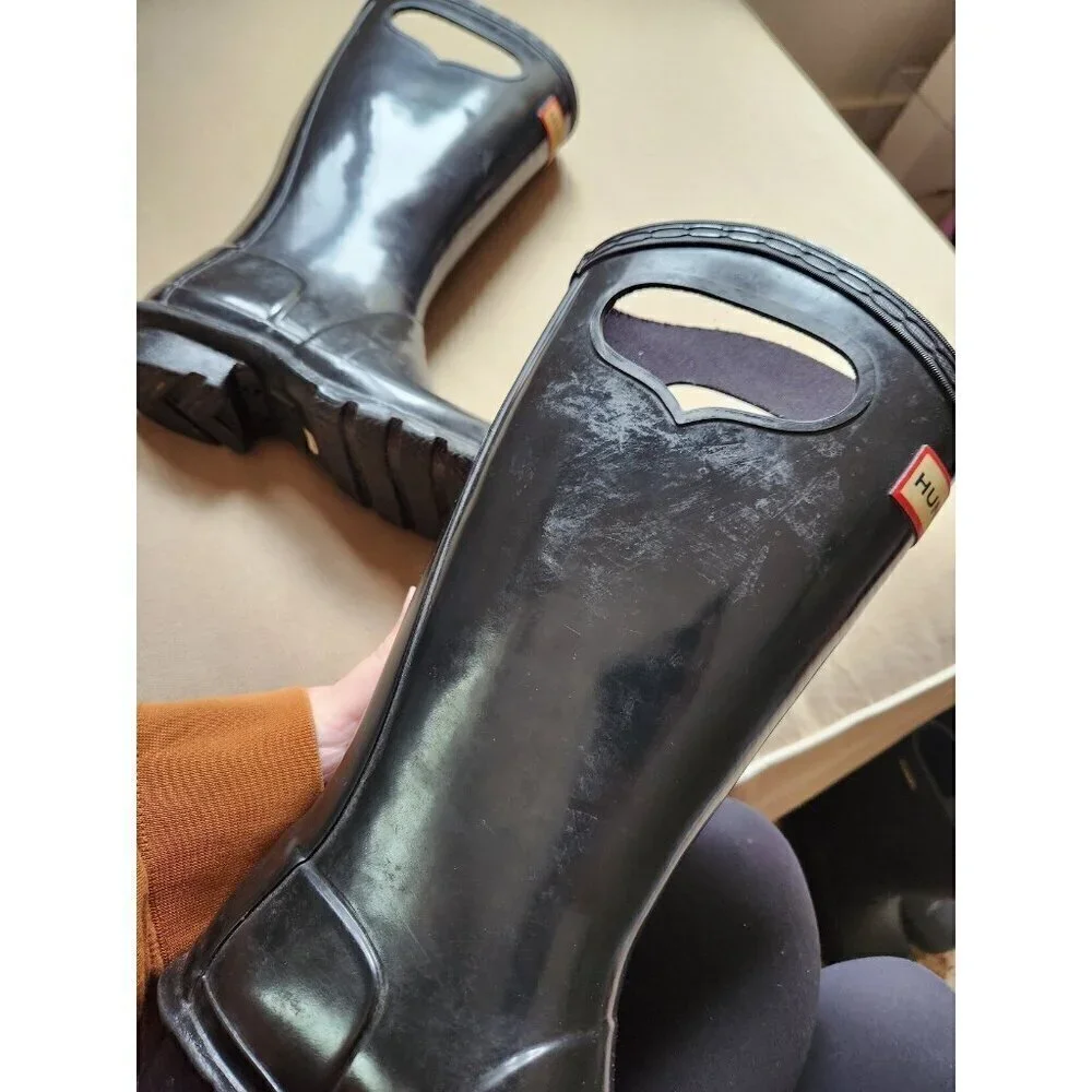 HUNTER Black Tall Boots